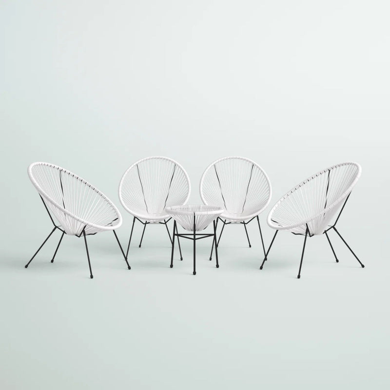 Outdoor Conversation Set With Ergonomic Lounge Chairs And Tempered Glass Table