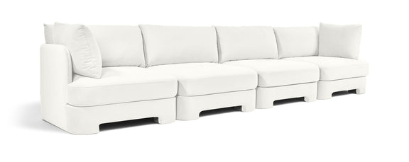 White velvet performance fabric upholstered 4-piece sectional sofa set