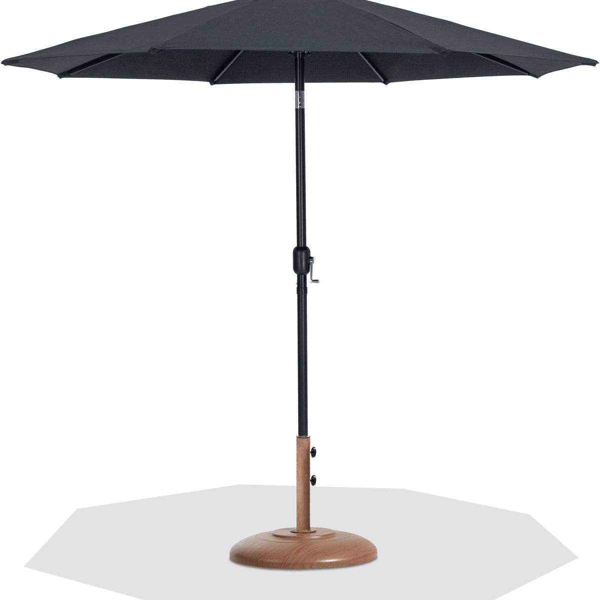 Fiji - Aluminum Patio Umbrella With Round Teak And Black Base