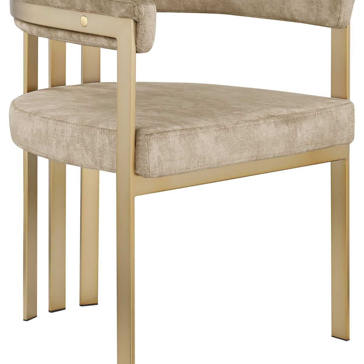 Marcello - Dining Chair With Brushed Gold Iron Frame (Set of 2) - Beige