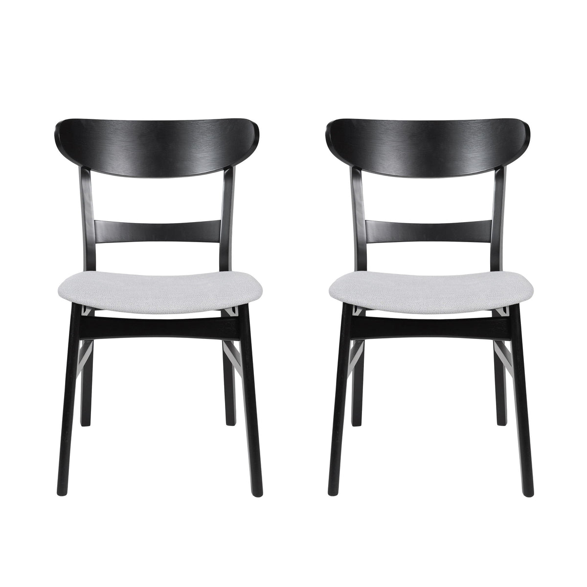 Dining Chairs With Upholstered Seat (Set of 2) - Black / Light Beige
