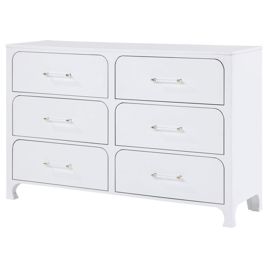 Anastasia - 6-Drawer Dresser - Pearl White