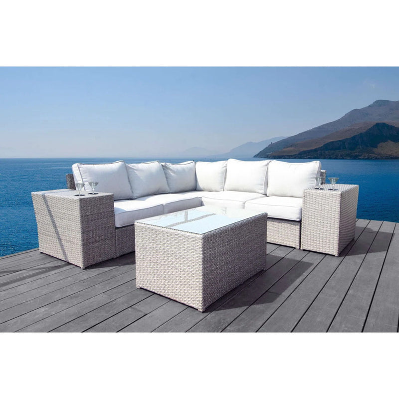 Outdoor Wicker Sectional With Weather Resistant Cushions And Table