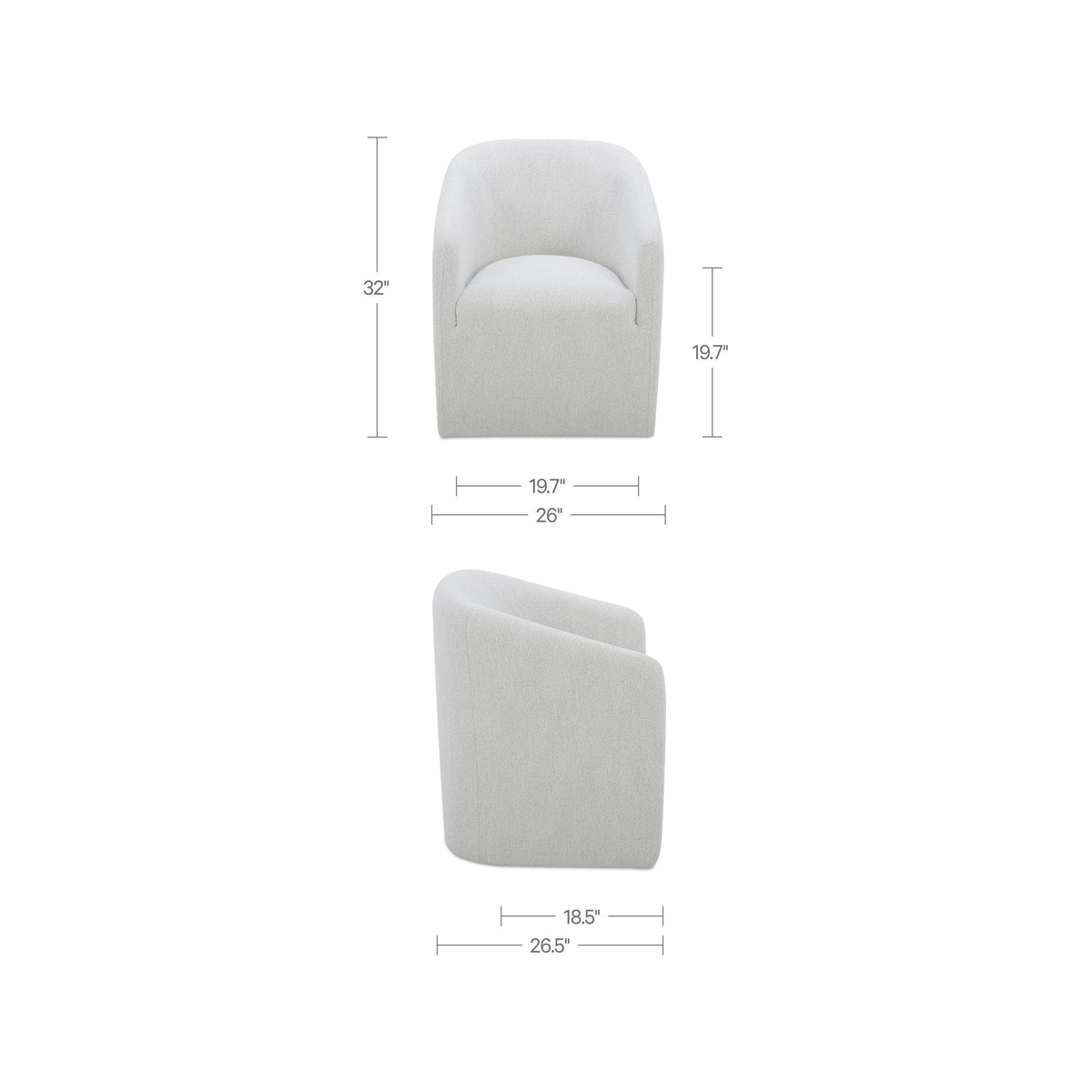 Sandy - Rolling Dining Chair - Off White