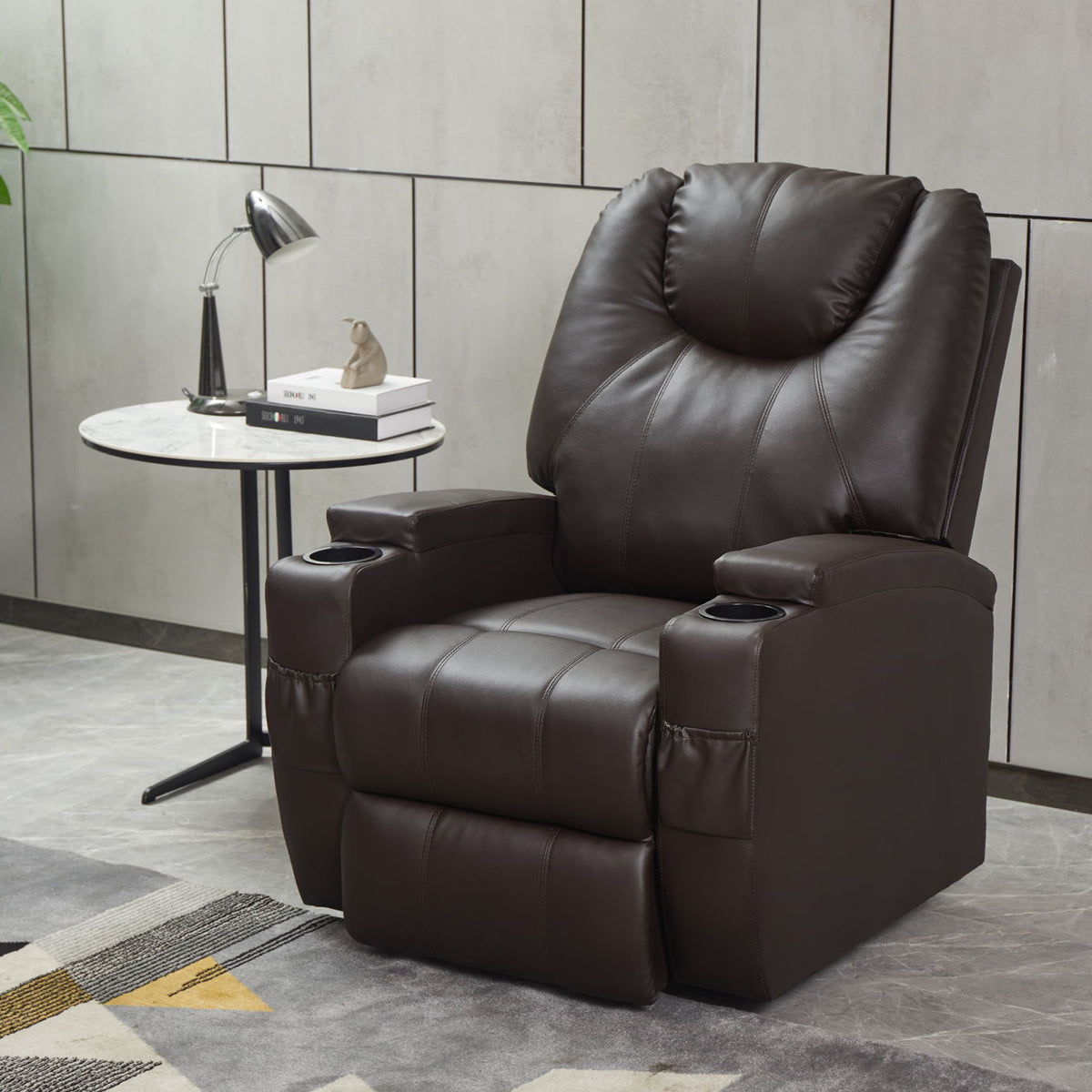 Modern Recliner Chair With Cup Holders, Remote Control