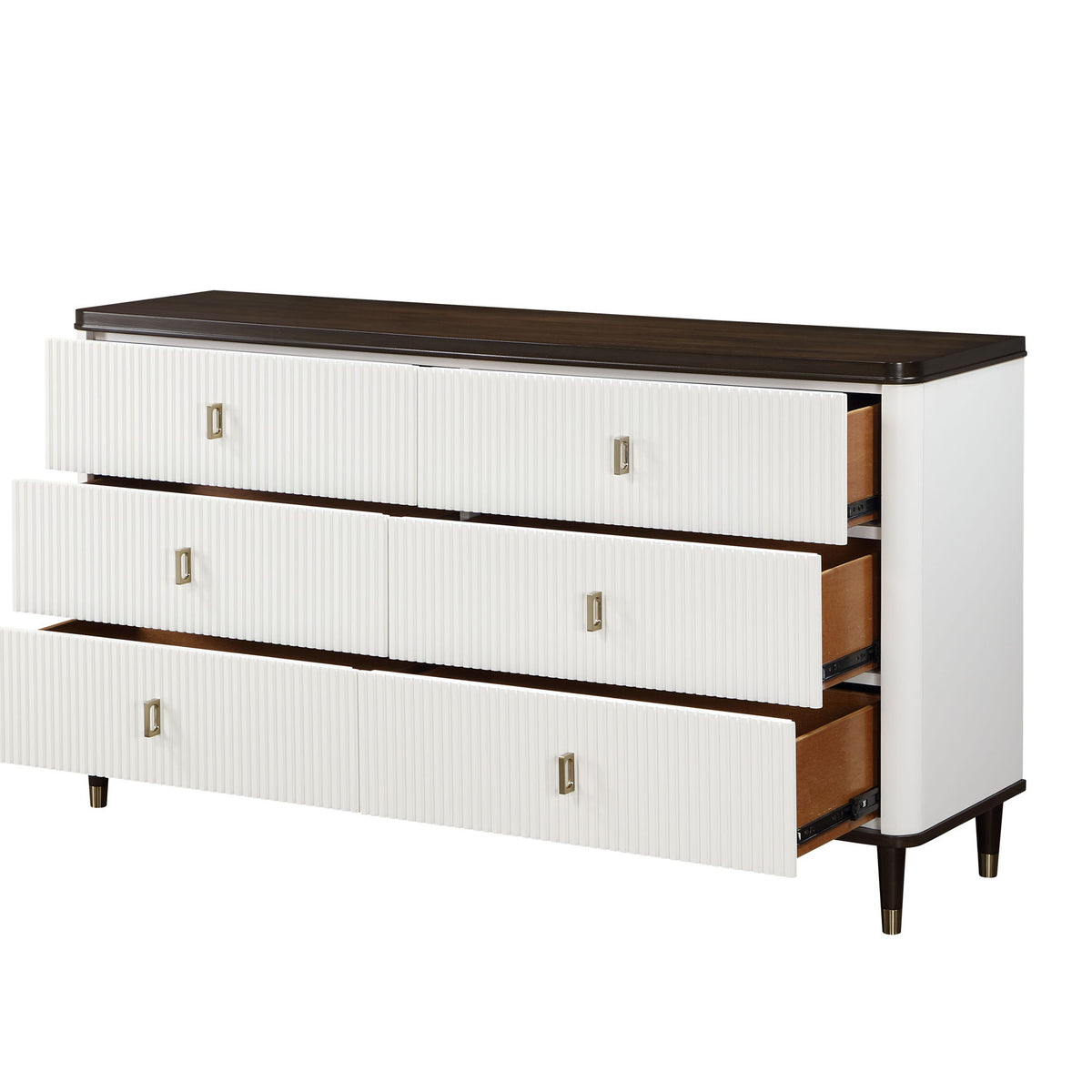 Carena - Dresser With Jewerly Tray - White / Walnut