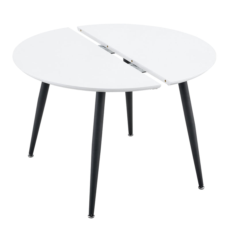 Pull Out Dining Table, Round Design - White