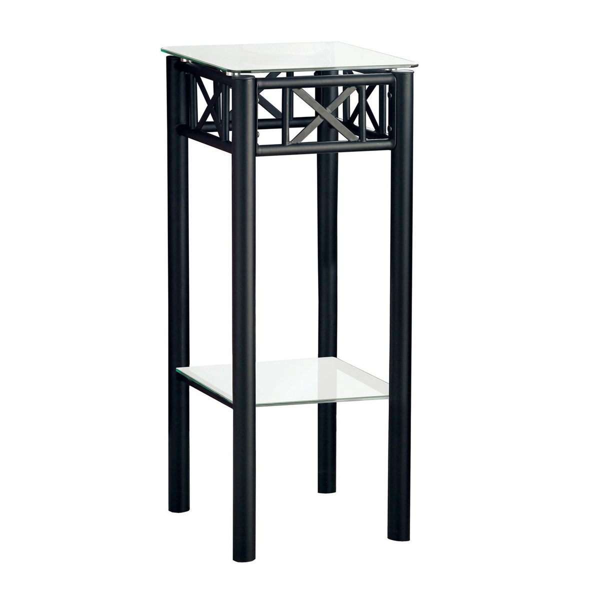Accent Table Plant Stand Square For Living Room Tempered Glass