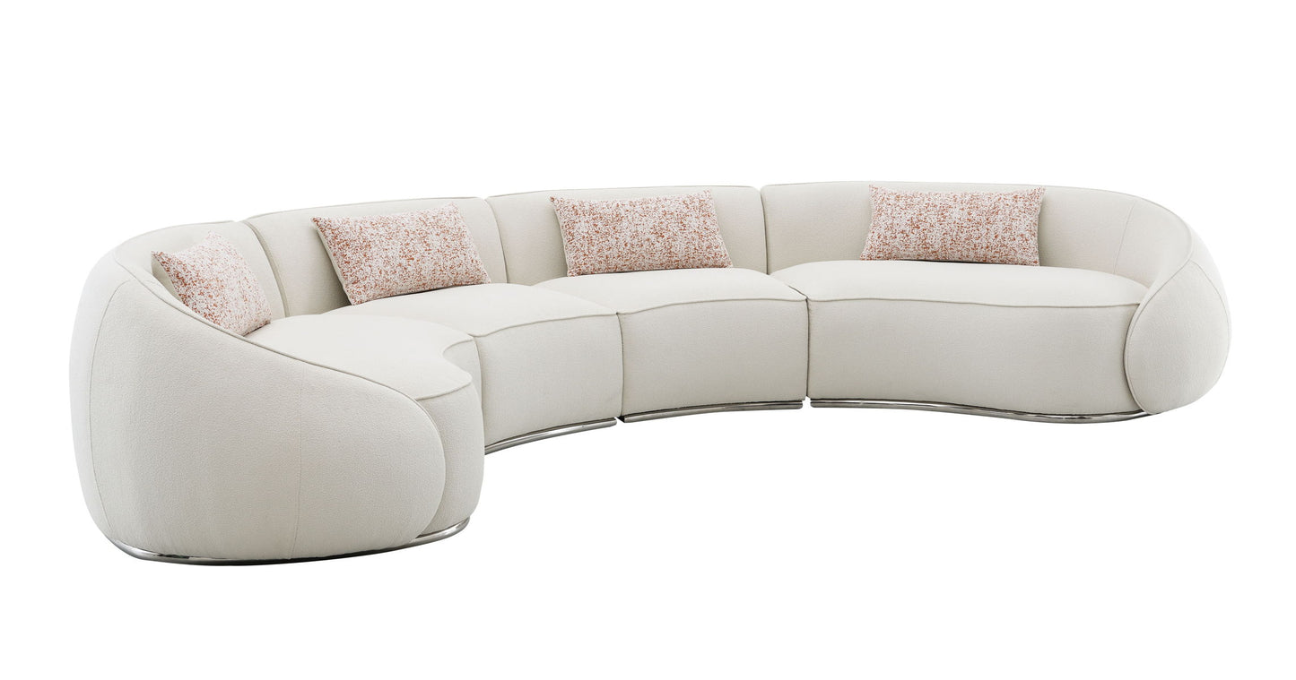 Sahara - Boucle Sectional Sofa With 3 Pillows - Beige