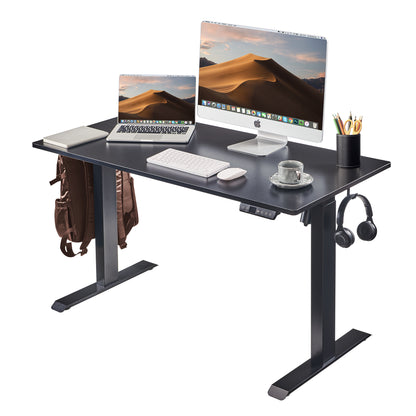 Electric Standing Desk, Adjustable Height Stand up Desk, 24x48 Inches Sit Stand Home Office Desk, Black Frame/Black Top