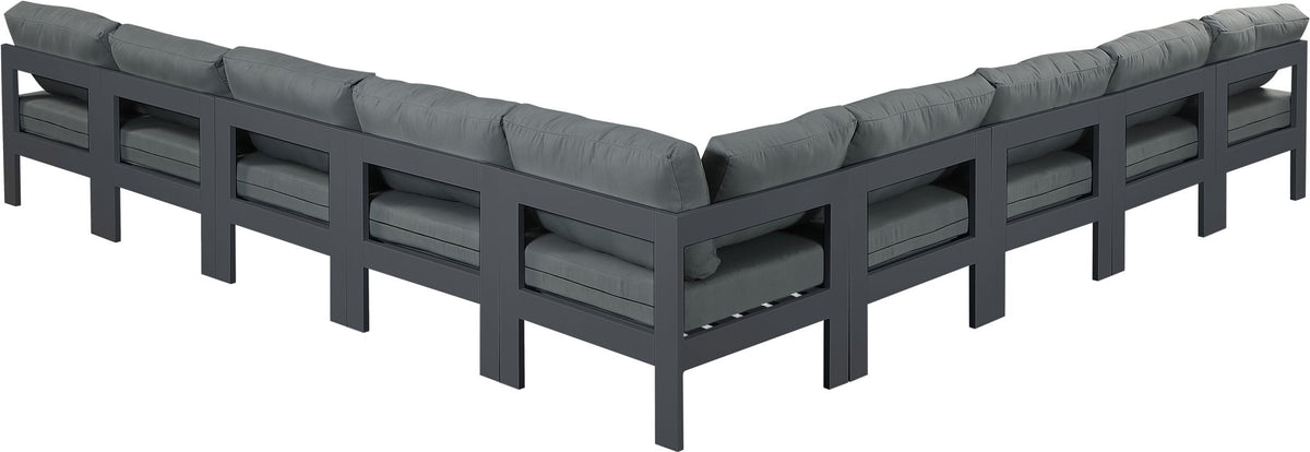 Nizuc - Outdoor Patio 9 Piece Modular Sectional With Gray Frame