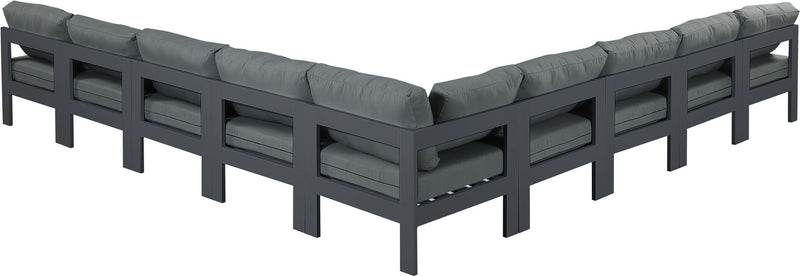 Nizuc - Outdoor Patio 9 Piece Modular Sectional With Gray Frame