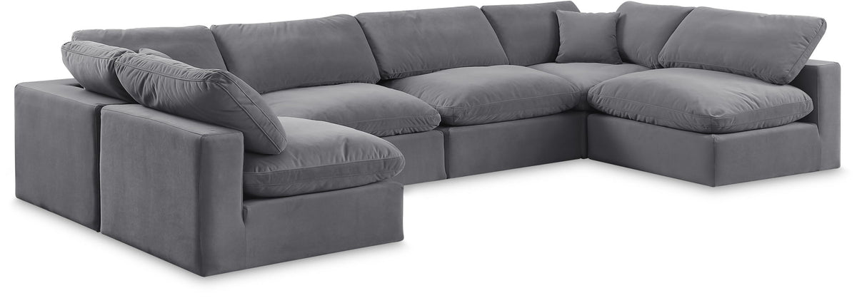 Comfy - 6 Piece Velvet Modular Armless Sectional