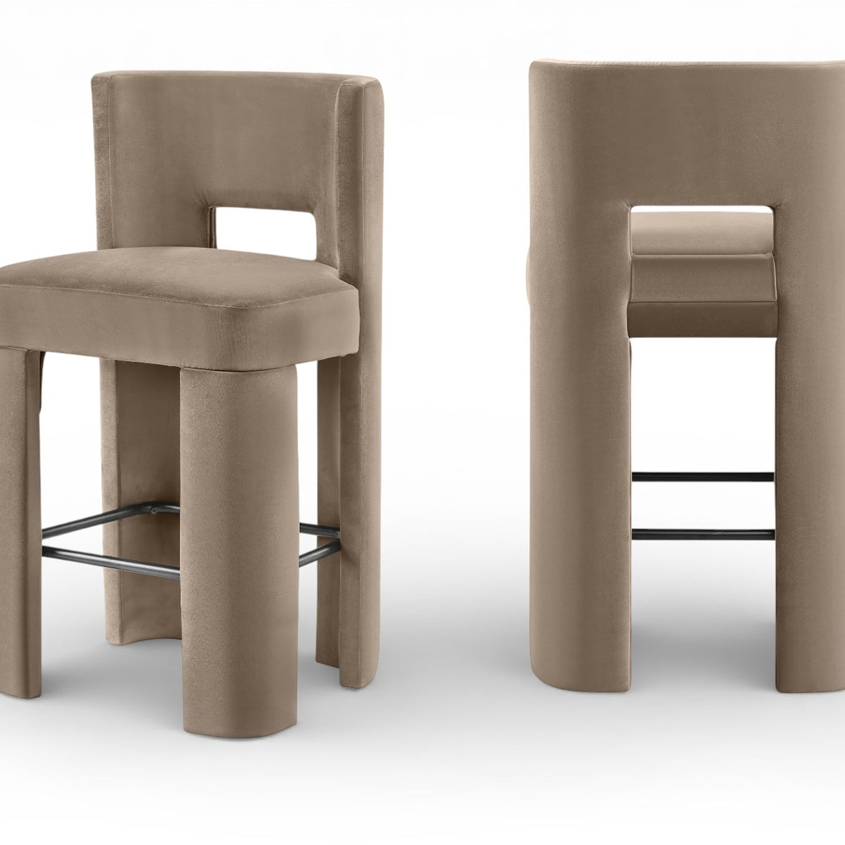 Zuno - Velvet Performance Fabric Upholstered Bar Stool (Set of 2)