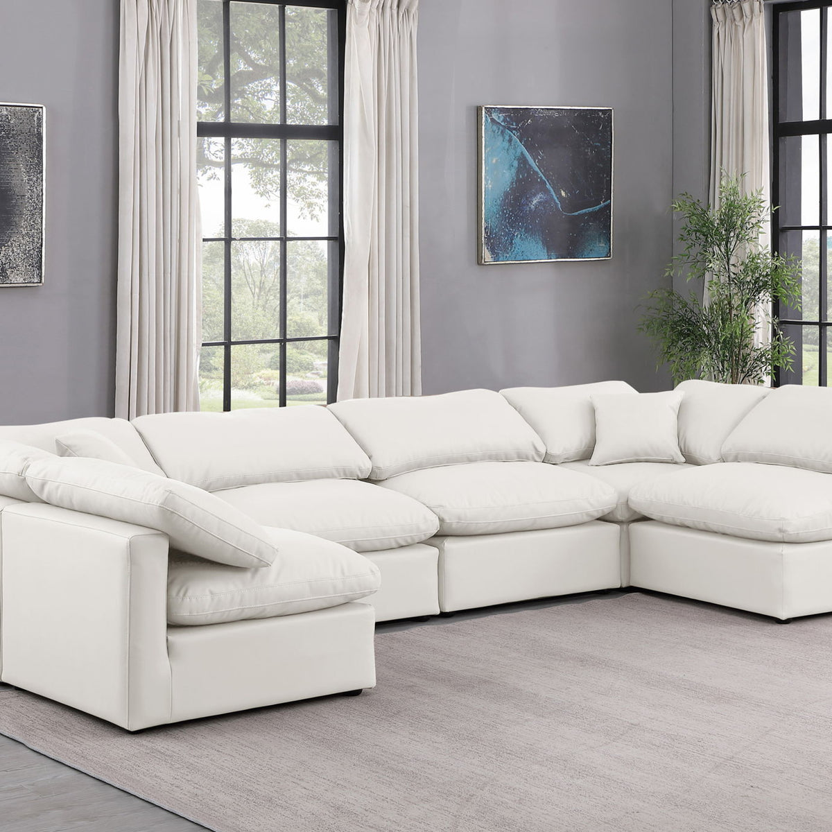 Indulge - Faux Leather 6 Piece Modular U-Shaped Sectional