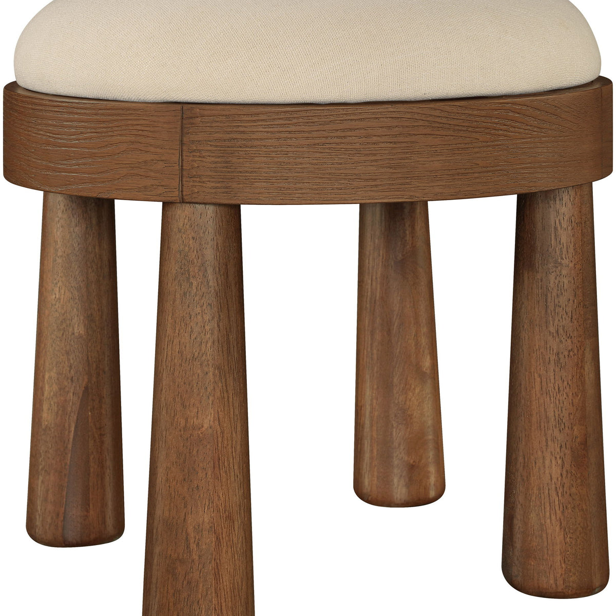 Larea - Linen Textured Fabric Upholstered Ottoman - Walnut Base
