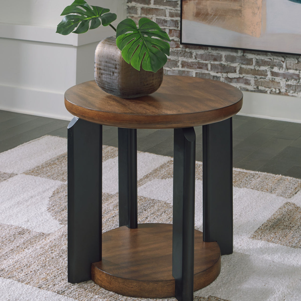 Kraeburn - Round End Table - Brown / Black