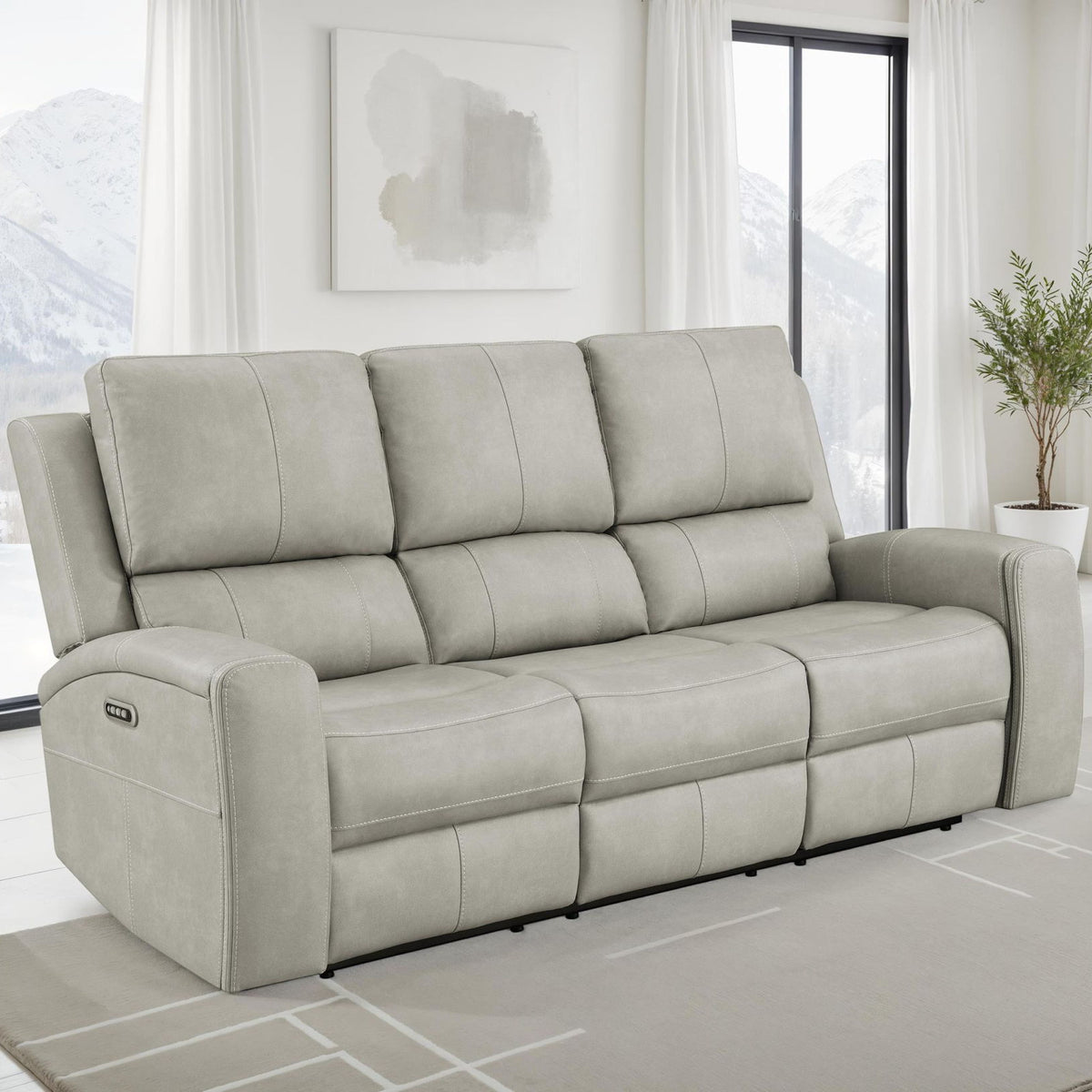 Brickston Triple Power Reclining Sofa Grey