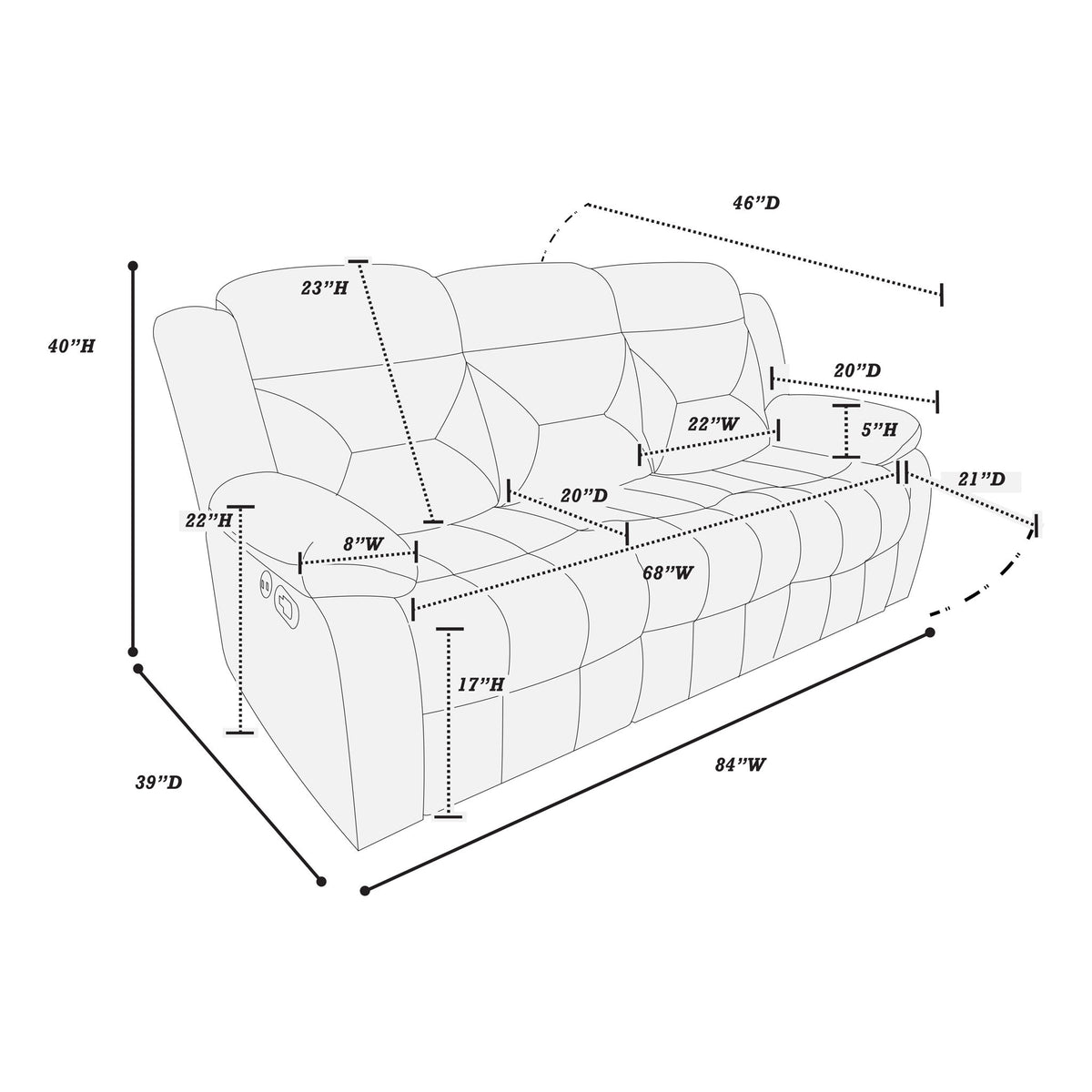 Contemporary Living Room Set With Pillow Arms And Headrest Support