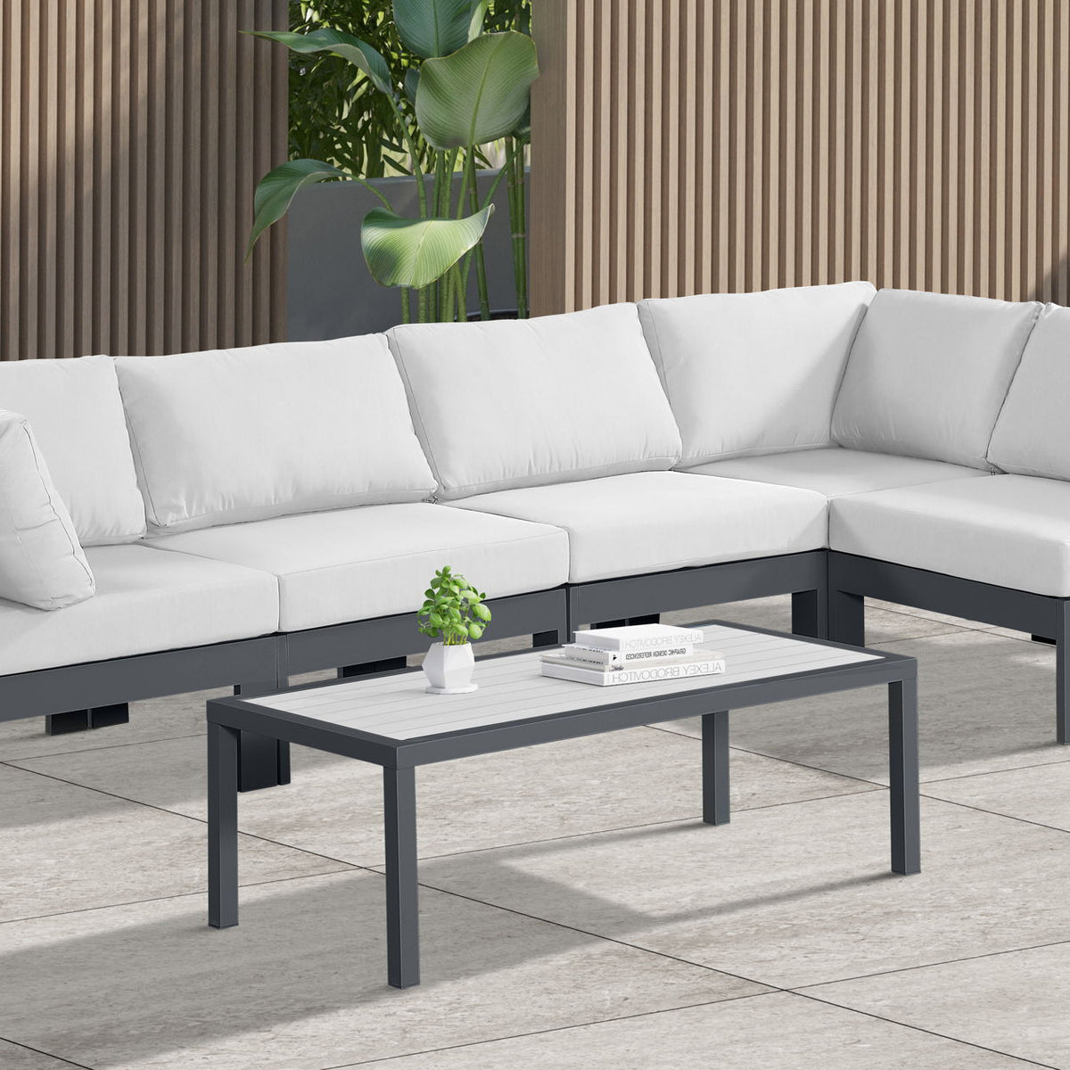 Nizuc - Outdoor Patio 5 Piece Modular Sectional With Gray Frame