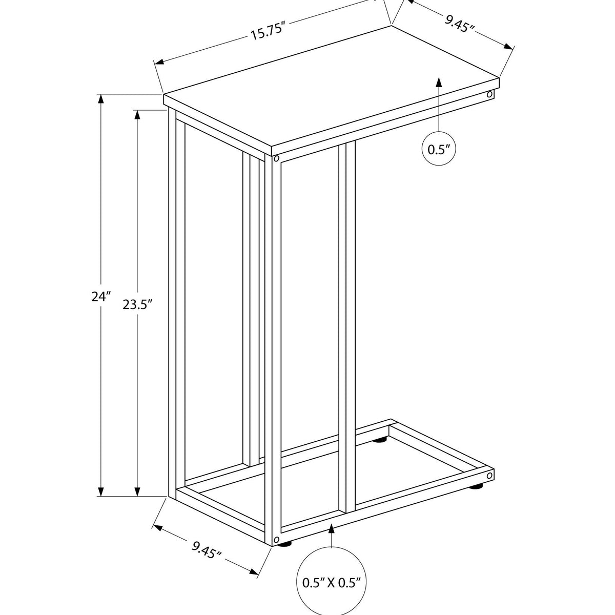 Accent Table, C - Shaped, Space-Saving Functionality