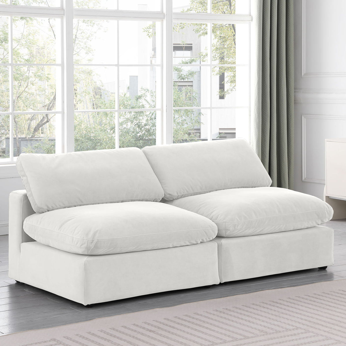 Comfy - Velvet Modular Armless Sofa 2 Seats