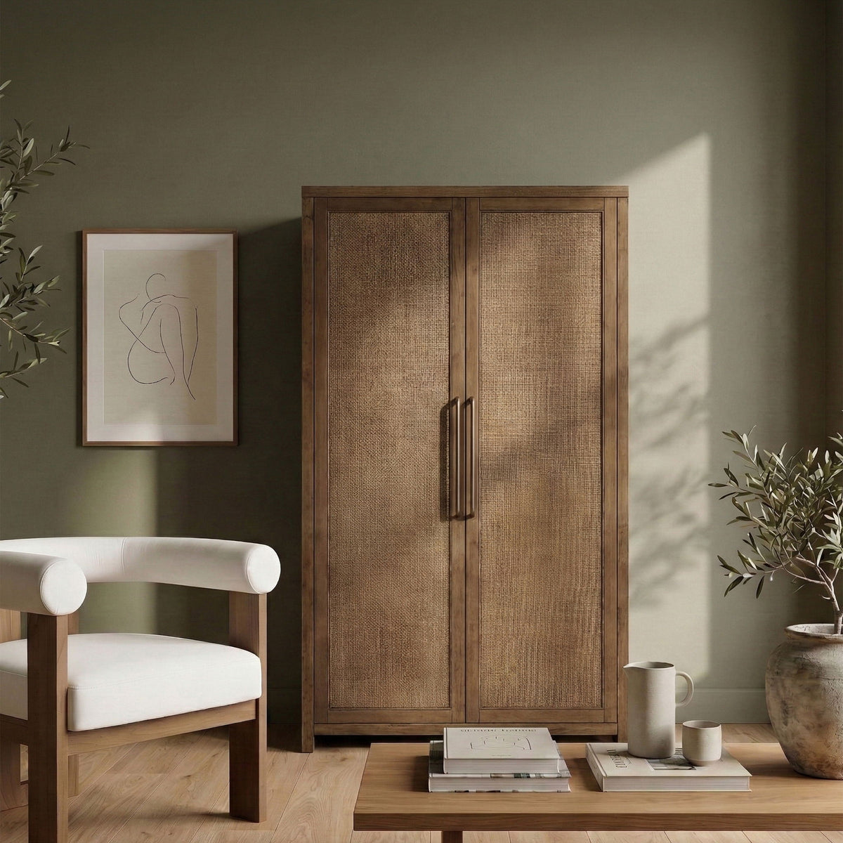 Vana - Solid Wood, Oak Veneer And Stainless Steel Storage Cabinet