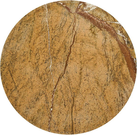 Round genuine marble tray top with warm brown and red veining