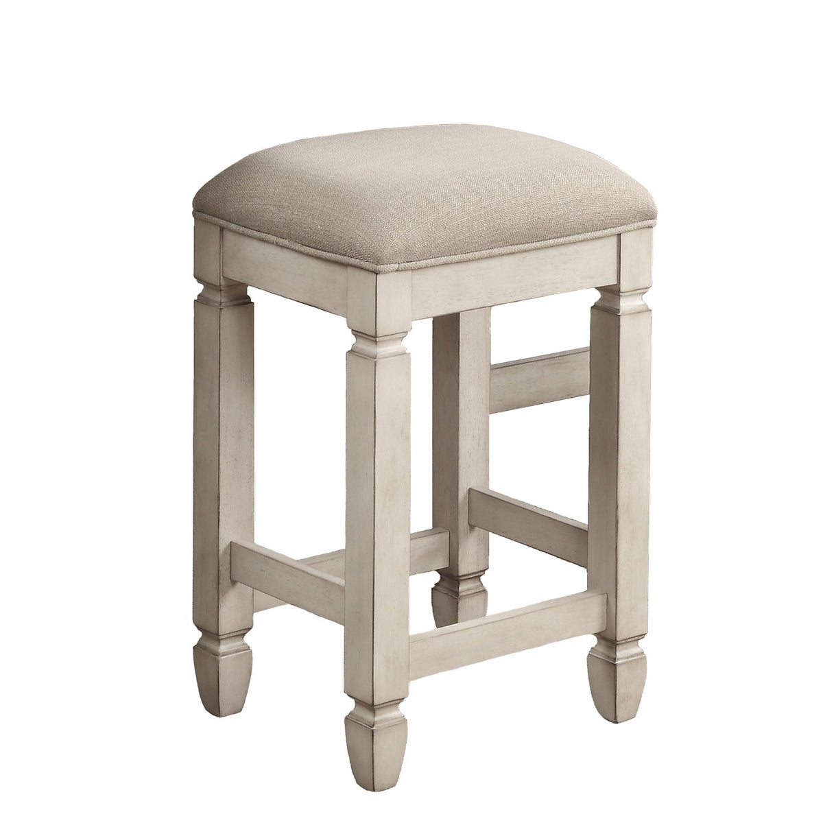 Console Table With 4 Stools - Antique White