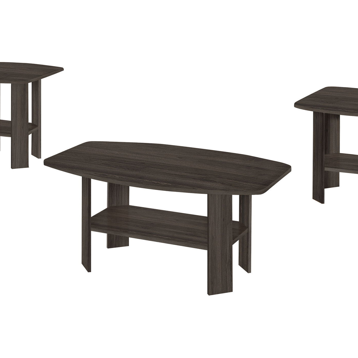 Table Set: Coffee, End, Side, Accent, Living Room, Transitional (Set of 3) - Oak