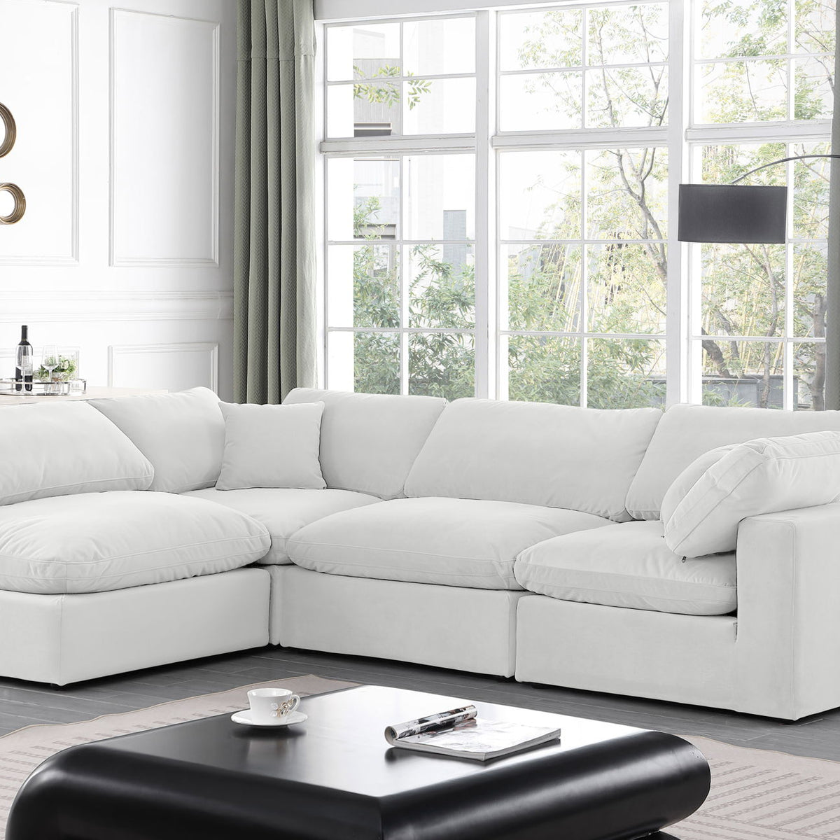 Comfy - 4 Piece Velvet Modular Armless Sectional