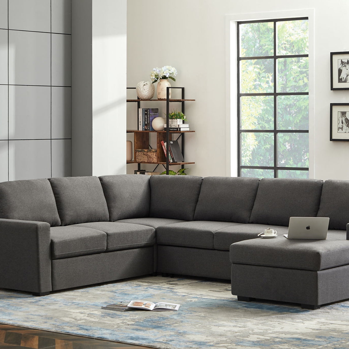Ketterman - 4 Piece Upholstered Sectional - Dark Gray