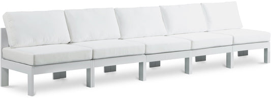 Nizuc - Outdoor Patio 5 Seat Modular Armless Sofa With White Frame