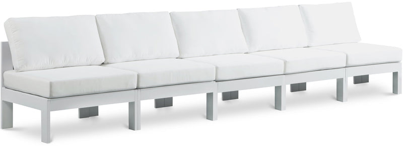 Nizuc - Outdoor Patio 5 Seat Modular Armless Sofa With White Frame