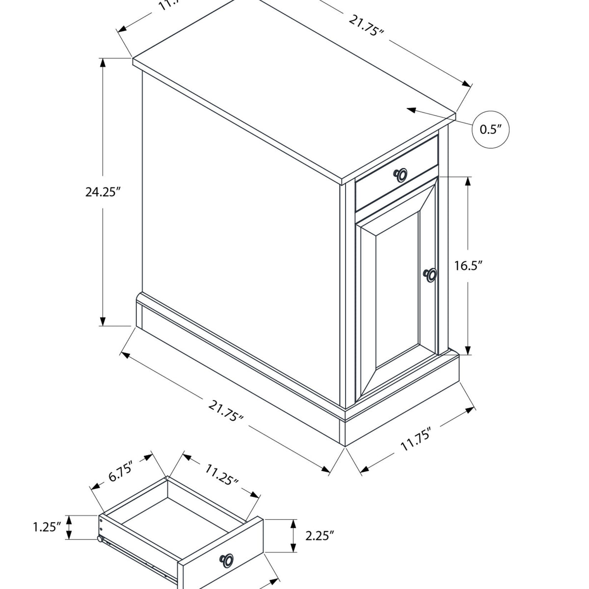 Accent End Table, Storage Drawer, Versatile Design - Espresso