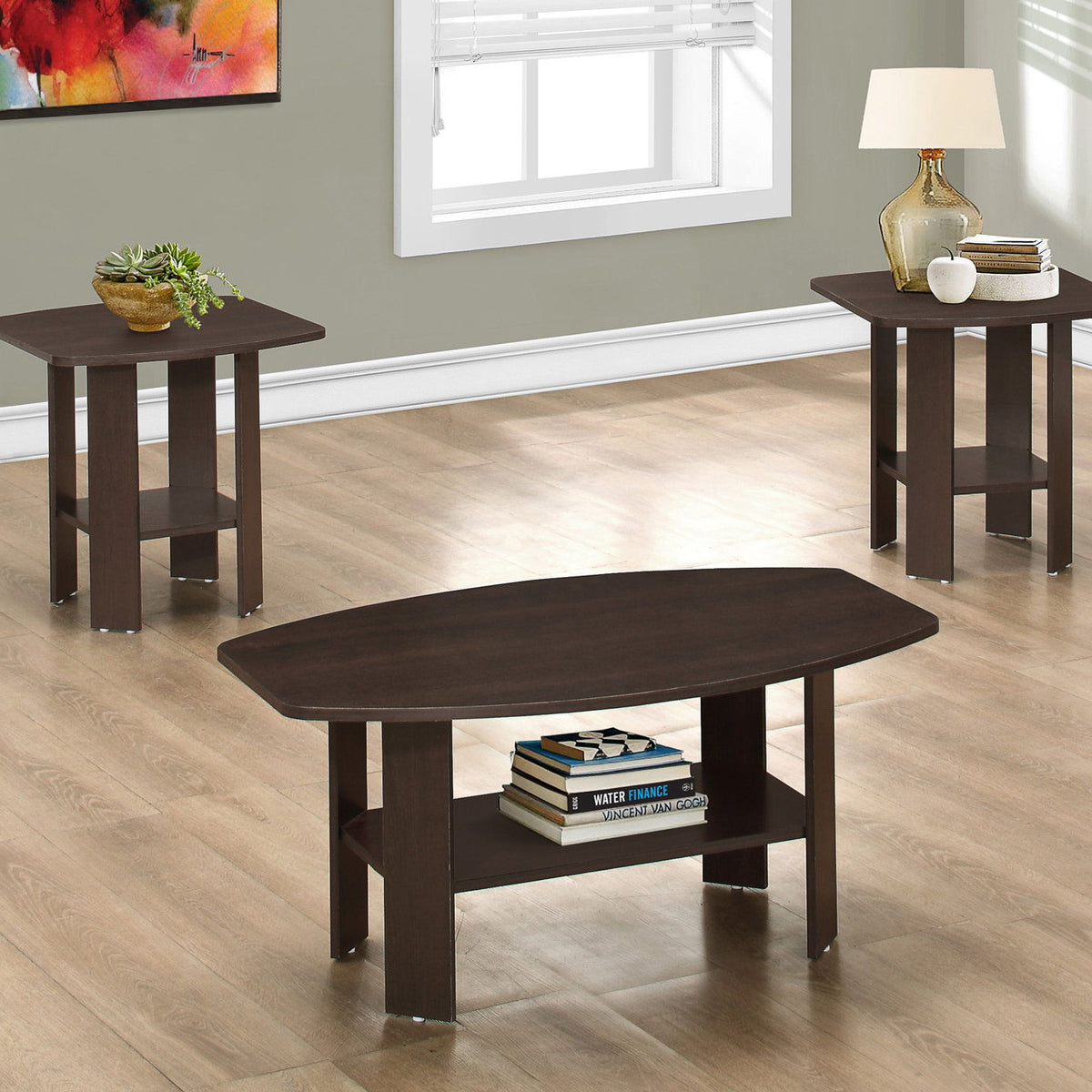 Table Set: Coffee, End, Side, Accent, Living Room, Transitional (Set of 3) - Espresso