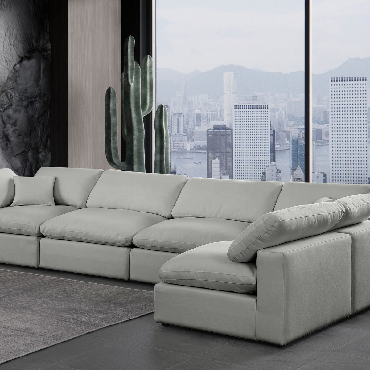 Comfy - 5 Piece Linen Modular Sectional
