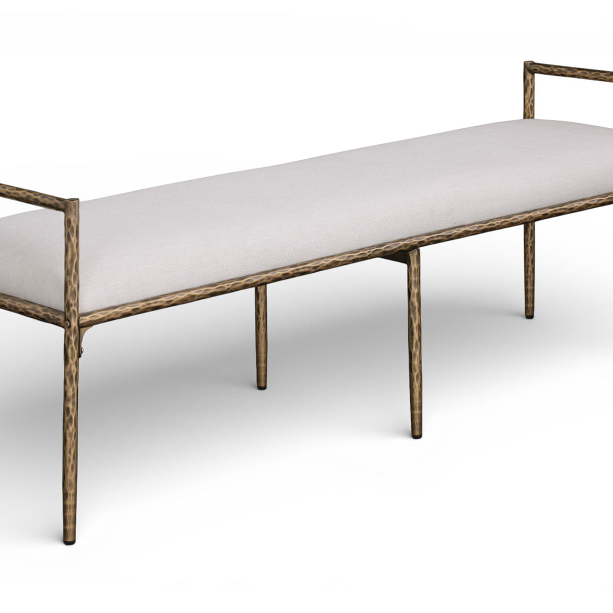 Axis - Linen Textured  Beige Fabric Upholstered Bench