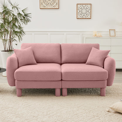 2-Seater Boucle Loveseat - Pink Boucle