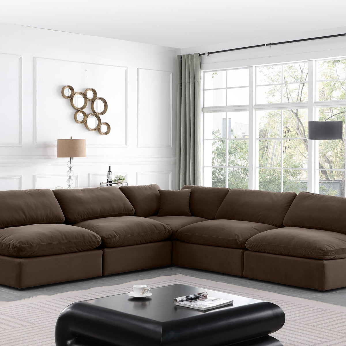 Comfy - 5 Piece Velvet Modular Corner Armless Sectional