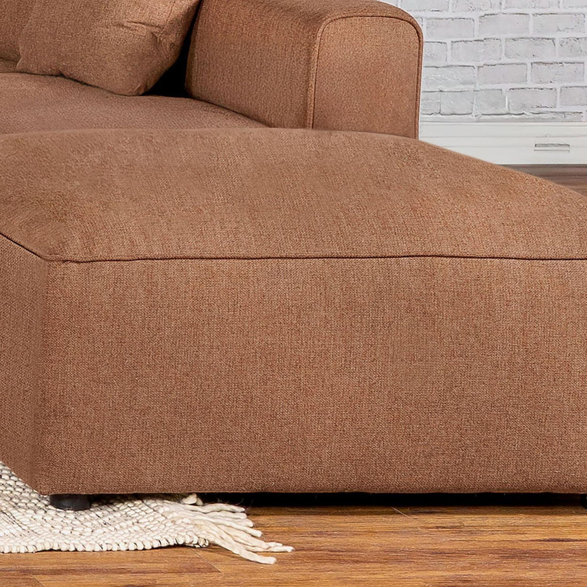 Jennifer Square Upholstered Ottoman Terracotta