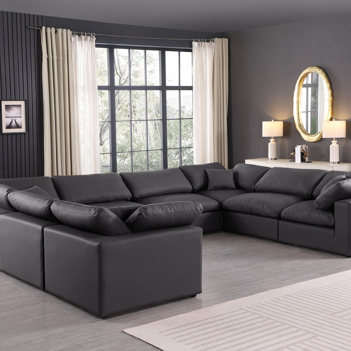 Comfy - 8 Piece Faux Leather Modular Sectional