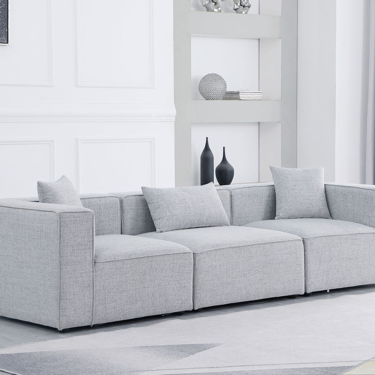 Cube - Linen Modular 3 Seat Sofa