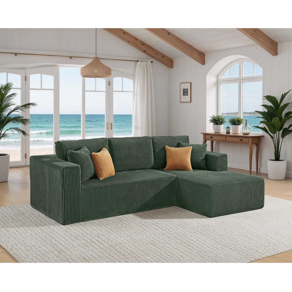L - Shape Full Compressed Upholstered Sectional
