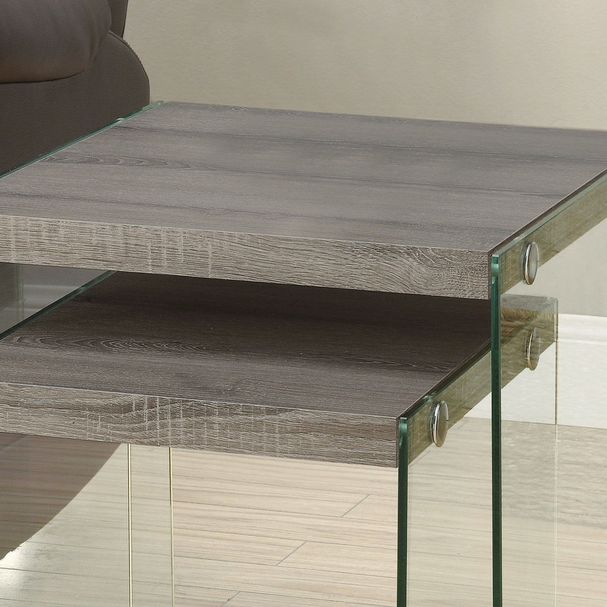 Accent Nesting Table Clear Tempered Glass For Living Room (Set of 2)