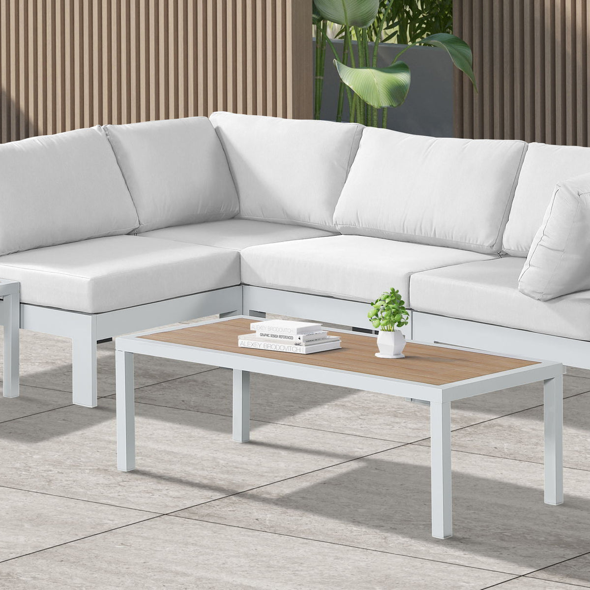 Nizuc - Outdoor Patio 4 Piece Modular Sectional With White Frame