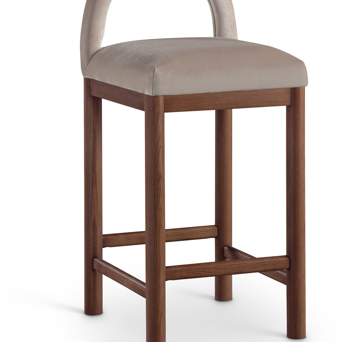 Conrad - Velvet Counter Stool With Brown Legs