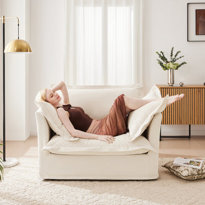 Slipcovered Chenille Armchair - Cream Chenille