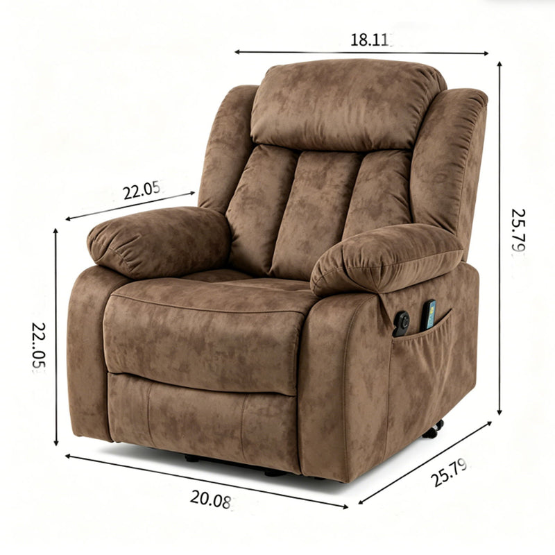 Recliner Lift Chair With Massage & Heating For Living Room - Brown
