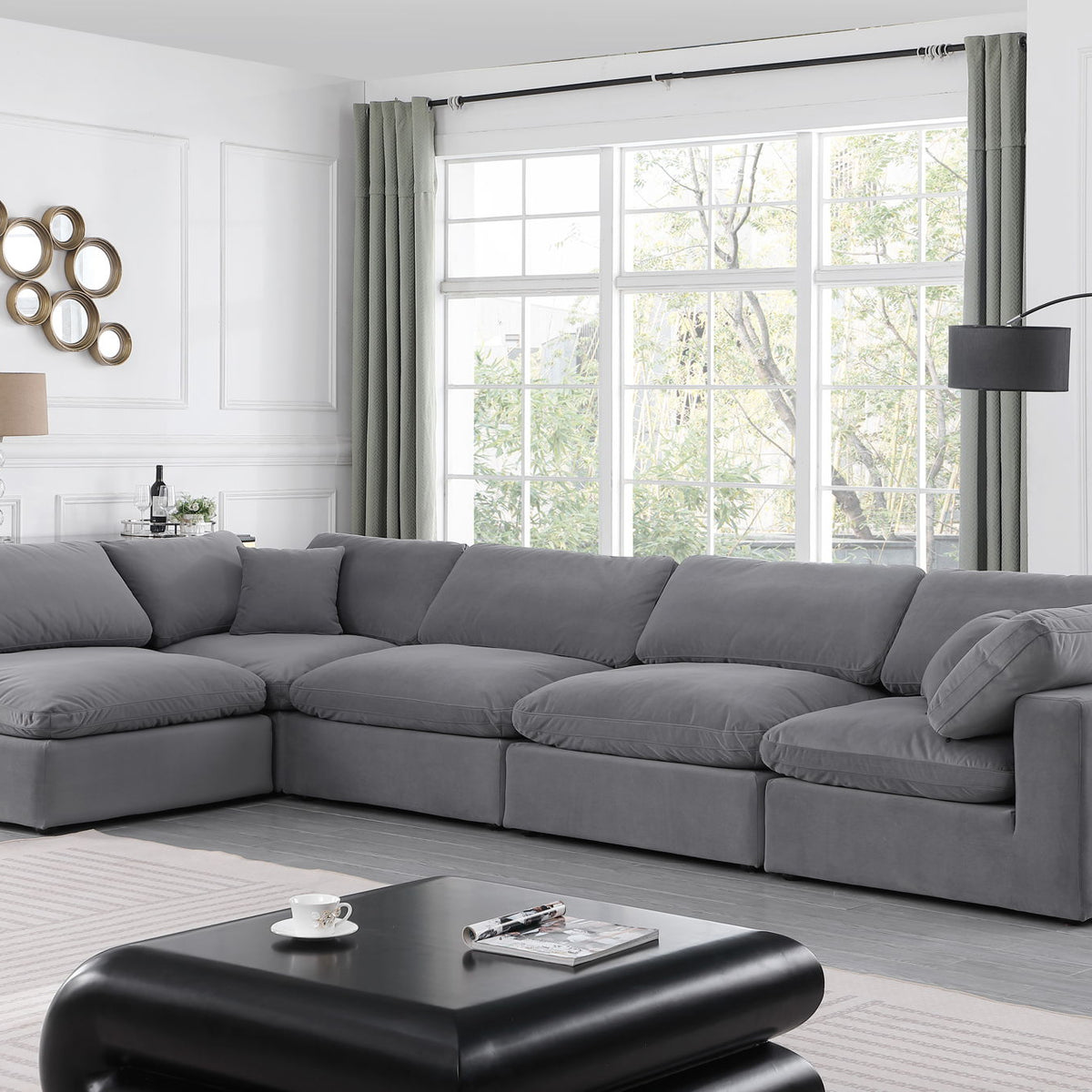 Comfy - 5 Piece Velvet Modular Sectional